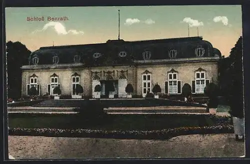 AK Benrath, Schloss mit blühender Gartenanlage