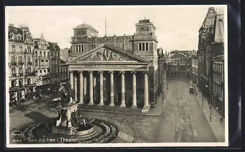 AK Bad Aachen, Theater und Brunnen davor