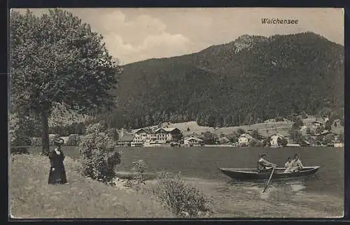 AK Walchensee, Ortsansicht, Ruderboot