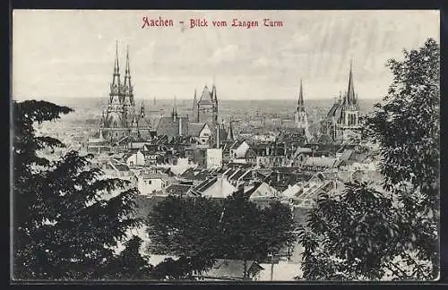 AK Aachen, Blick vom langen Turm auf die Altstadt