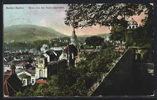 AK Baden-Baden, Blick von der Schlossterrasse