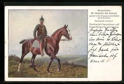 AK Kaiser Wilhelm II. zu Pferd auf dem Feld