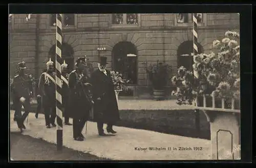 AK Zürich, Besuch Kaiser Wilhelm II. 1912, mit dem Schweizer Präsidenten