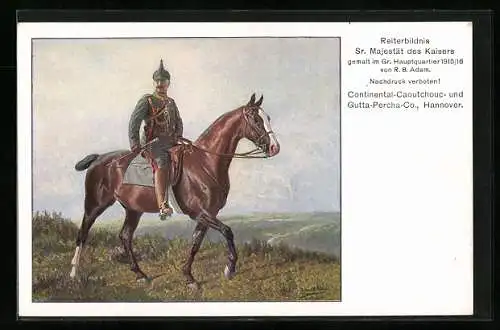 AK Kaiser Wilhelm II. zu Pferd auf dem Feld