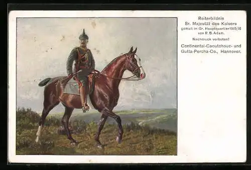 AK Kaiser Wilhelm II. zu Pferd auf dem Feld