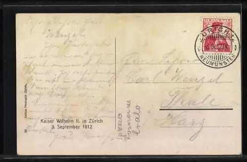 AK Kaiser Wilhelm II. in Zürich 1912