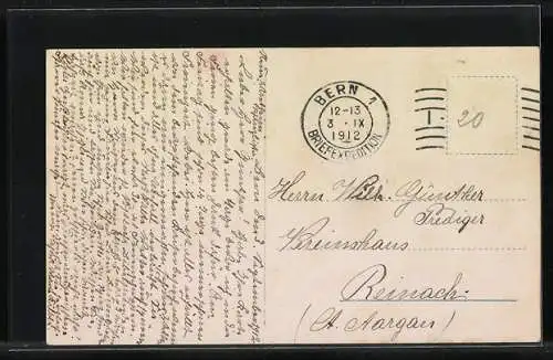 AK Schweiz-Besuch Kaiser Wilhelm II., Anlasskarte mit Portrait und Fahnen, 1912