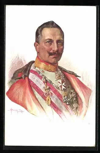 AK Kaiser Wilhelm II. mit Orden, Brustbild