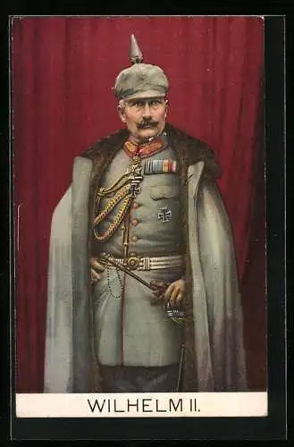 AK Kaiser Wilhelm II. in Uniform mit Pickelhaube