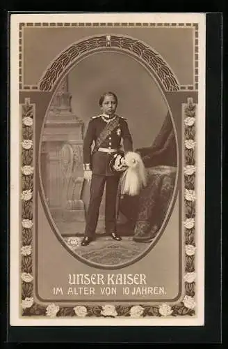 AK Kaiser Wilhelm II. im Alter von zehn Jahren