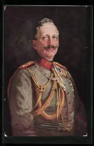 AK Kaiser Wilhelm II. in Uniform mit Schützenschnur