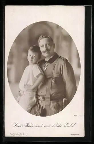 AK Kaiser Wilhelm II. in Uniform und sein ältester Enkel