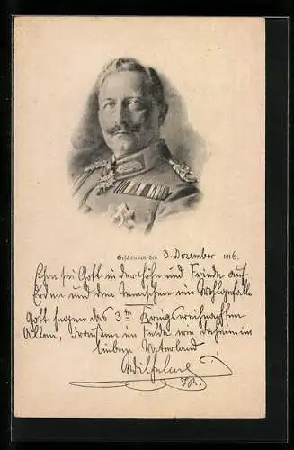 AK Portrait Kaiser Wilhelm II. in Uniform mit Orden