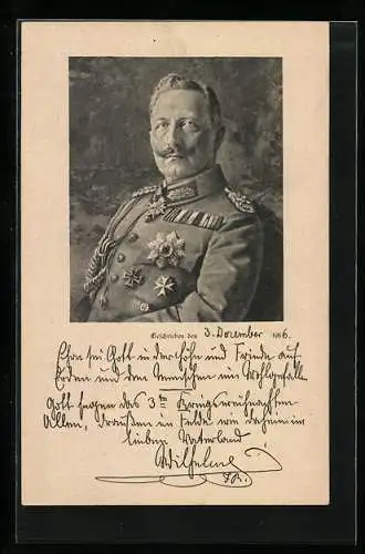 AK Porträtbild von Kaiser Wilhelm II.