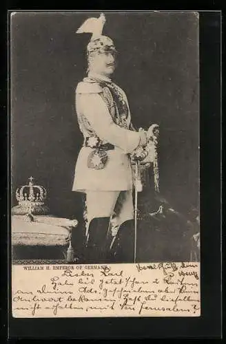 AK Kaiser Wilhelm II. in Uniform mit Helm