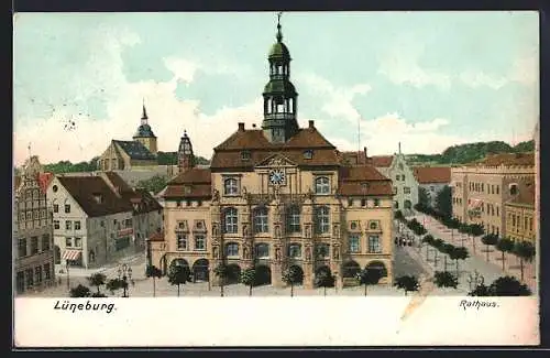 AK Lüneburg, Rathaus mit Strassenpartie