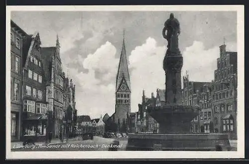 AK Lüneburg, Strasse am Sande und Reichenbach-Denkmal