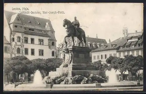 AK Landau /Pfalz, Max-Joseph-Platz mit Luitpold-Denkmal