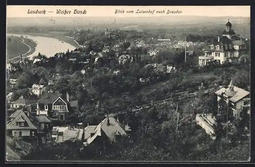 AK Dresden-Weisser Hirsch, Blick vom Luisenhof nach Dresden