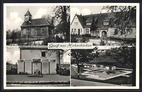 AK Hohenbüchen / Alfeld, Kirche, Schule, Ehrenmal, Badeanstalt