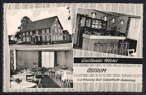 AK Östrum / Salzdethfurth, Drei Ansichten vom Gasthaus Mehl