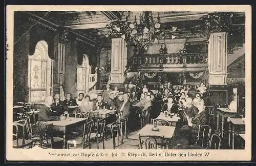 AK Berlin, Restaurant zur Hopfenblüte-Innenansicht, Unter den Linden 27