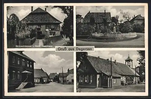 AK Degersen, Gemischtwaren v. Heinr. Hoppmann und drei Ortspartien