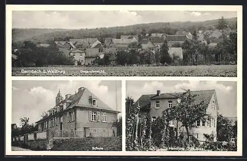 AK Bermbach / Weilburg, Handlung Otto Volz, Schule, Panorama