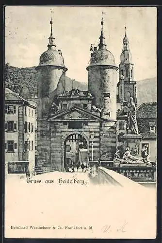 AK Heidelberg / Neckar, Tordurchgang der Karl Theodor-Brücke