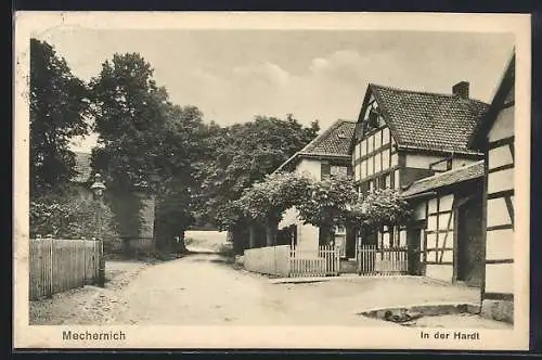 AK Mechernich / Eifel, In der Hardt, alte Fachwerkhäuser mit Gärten