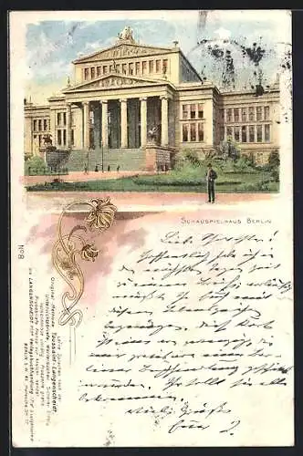 Lithographie Berlin, Schauspielhaus, Gendarmenmarkt