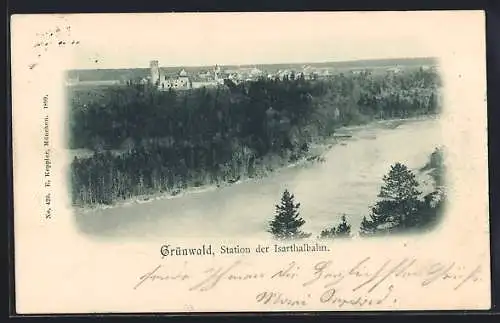 AK Grünwald / Isertal, Ortspartie mit Fluss
