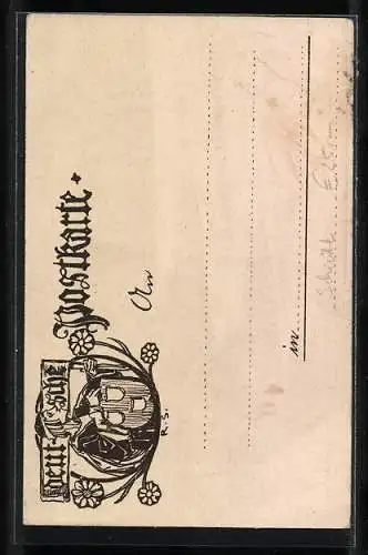 Künstler-AK Rudolf Schiestl: Ritter mit Schild, Schwert und Schimmel