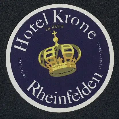 Kofferaufkleber Rheinfelden, Das Hotel Krone, goldene Krone