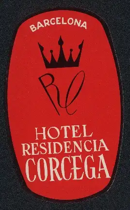 Kofferaufkleber Barcelona, Hotel Residencia Corcega, Logo