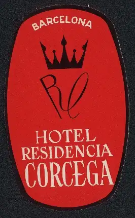 Kofferaufkleber Barcelona, Hotel Residencia Corcega, Logo