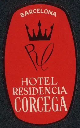 Kofferaufkleber Barcelona, Das Hotel Residencia Corcega, Logo