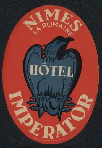 Kofferaufkleber Nimes, Hotel Imperator, Adler