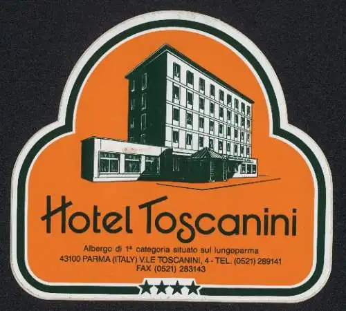 Kofferaufkleber Parma, Hotel Toscanini, Viale Toscanini 4