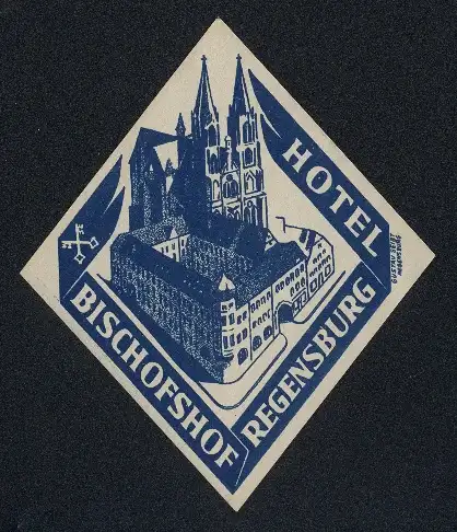 Kofferaufkleber Regensburg, Hotel Bischofshof, Das Münster