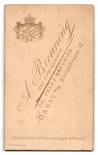 Fotografie A. Breuning, Hanau a. M., Bleichstrasse 12, Junges Mädchen mit Puppe im Puppenwagen und im Arm