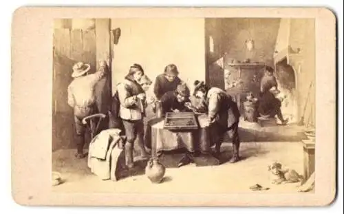 Fotografie Gemälde: Die Puffspieler, nach D. Teniers, Männer beim Back-Gammon-Spielen