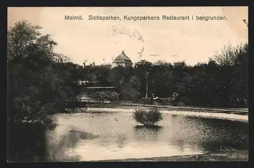 AK Malmö, Slottsparken, Kungsparkens Restaurant i bakgrunden