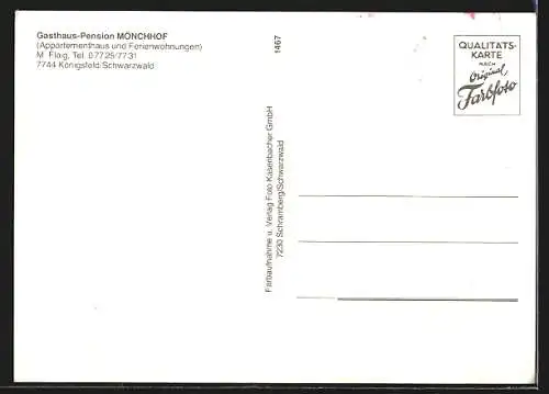 AK Königsfeld /Schwarzwald, Gasthaus Hotel Mönchhof, Bes. M. Flaig, Aussenansicht