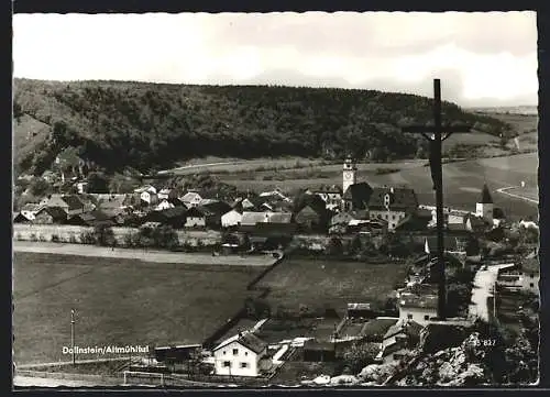 AK Dollnstein /Altmühltal, Ortsansicht mit Jesuskreuz