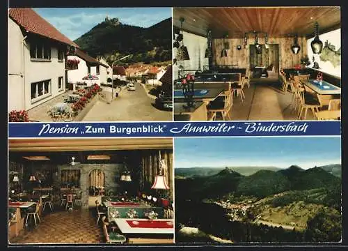 AK Annweiler, Gasthof-Pension zum Burgenblick, Aussenansicht u. Inneres, Inh. Fam. Neumer