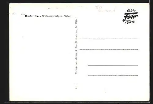 AK Karlsruhe, Kaiserstrasse nach Osten