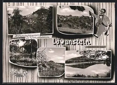 AK Löwenstein /Krs. Heilbronn, Ortsansicht und Weinberge