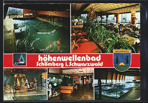 AK Schömberg i. Schwarzwald, Café und Höhenwellenbad, Innenansichten