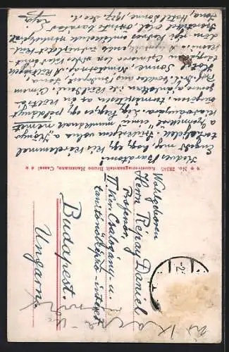 AK Jena, Rathausgässchen mit Kirchturm